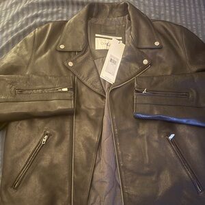 Calvin Klein Dark Gray Leather Jacket